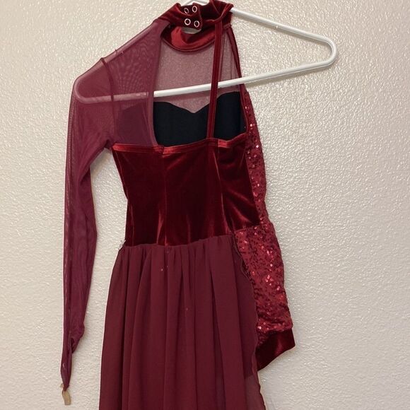 Weissman Slow me Down lyrical dance 9249 Burgundy Asymmetrical child LC - Picture 5 of 11